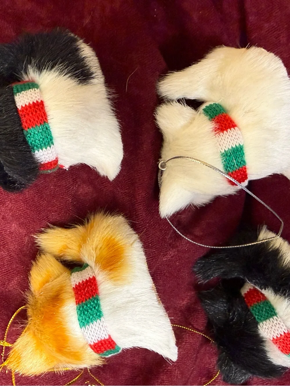 Faux Fur Realistic Kitten Ornaments Set of 4